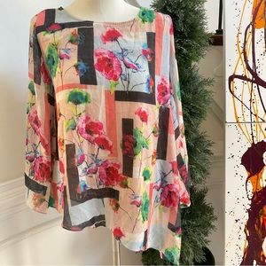 FOIL Floral Asymmetrical Top